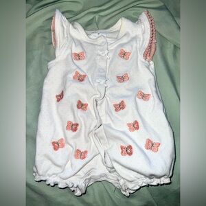 Butterfly Baby Romper 3-6 Months – White & Pink, Soft and Cute